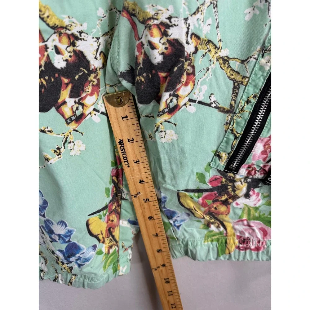 Hustle Gang Men Mint Green Pin Up Floral Graphic Cargo Shorts Size 36 Streetwear